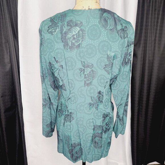 Vintage 90s Dark Green Moody Bohemian Cottagecore Button Down Blouse - Picture 3 of 14